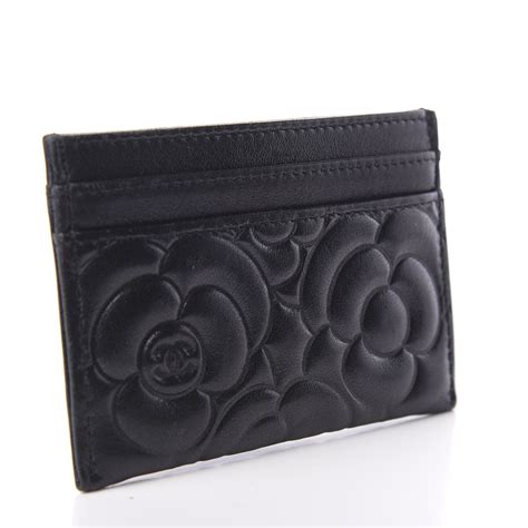 chanel 18b camelia card holder|CHANEL Lambskin Camellia Embossed Card Holder Black.